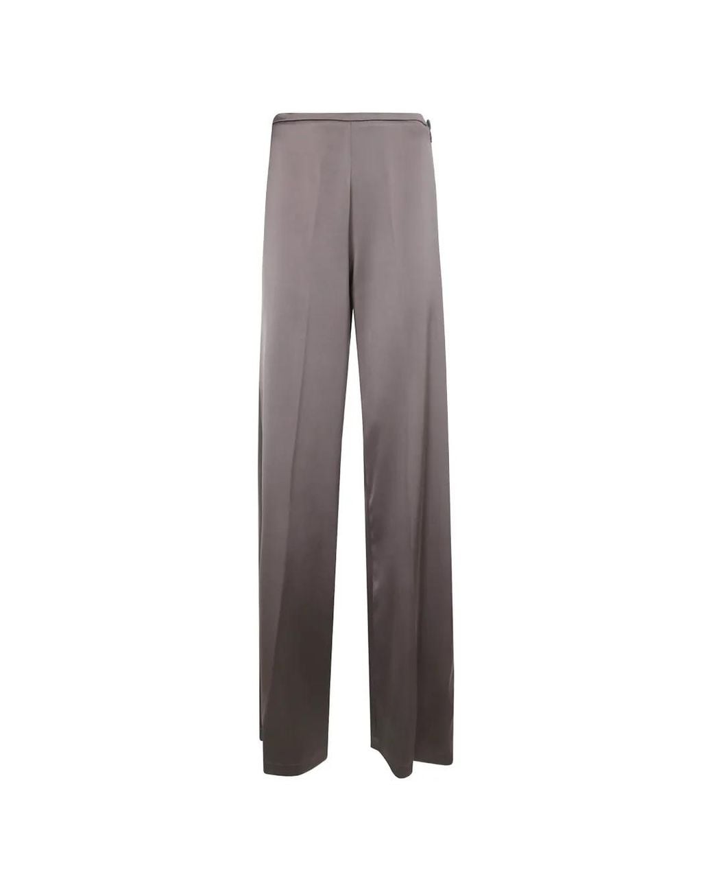 DR. HOPE Gray Satin-Finish Straight-Leg Trousers