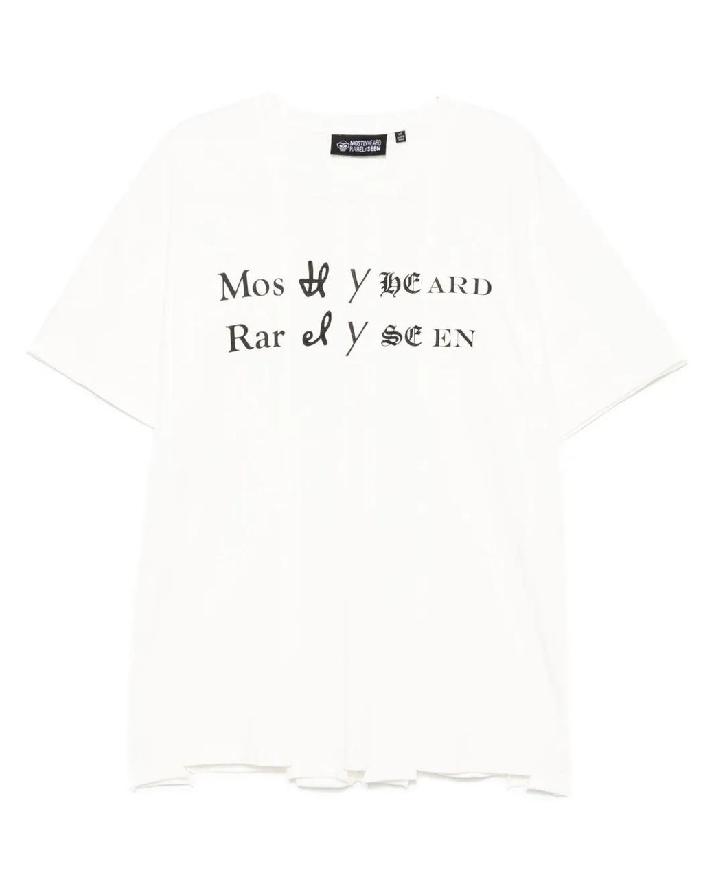 Mostly Heard Rarely Seen White Spliced Luxury Mock T-Shirt for men