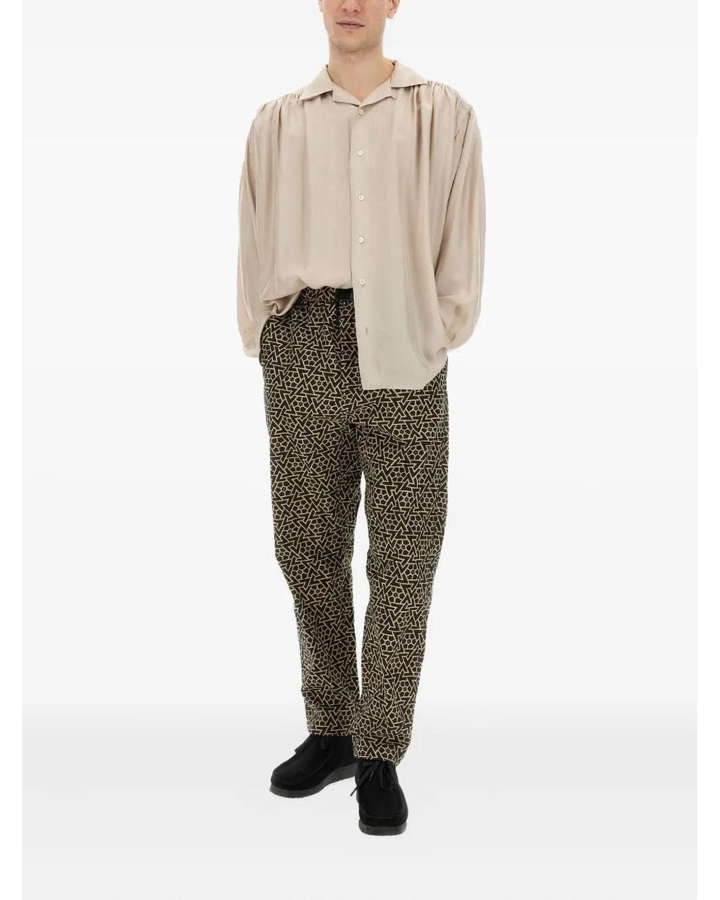 A.I.E. Natural Gathered Buttoned Shirt for men