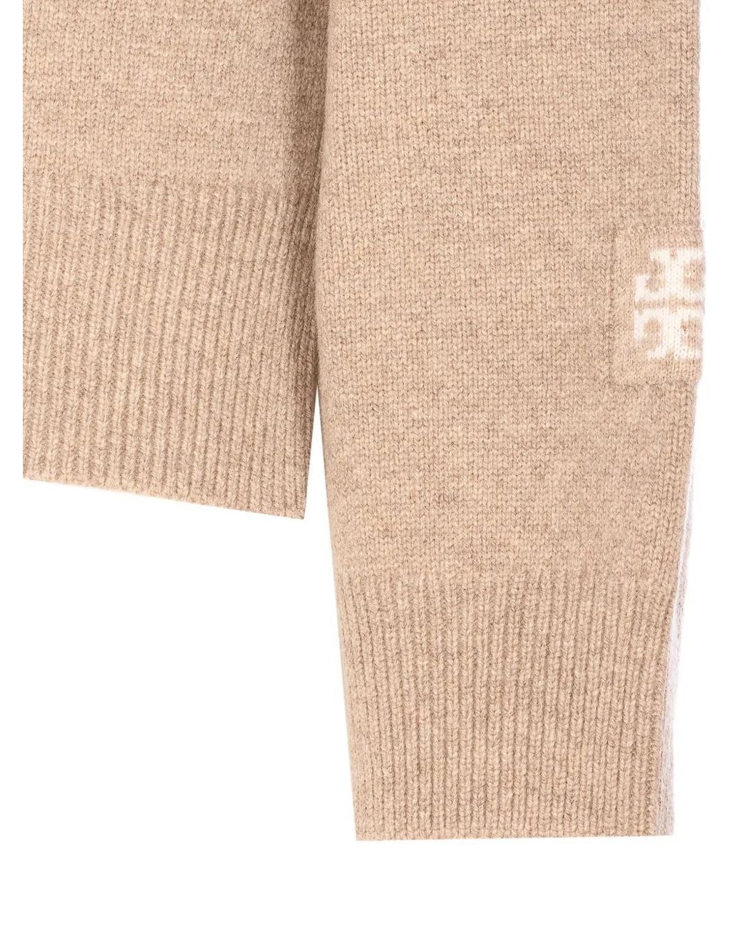 Tory Burch Natural Wool Turtleneck Sweater
