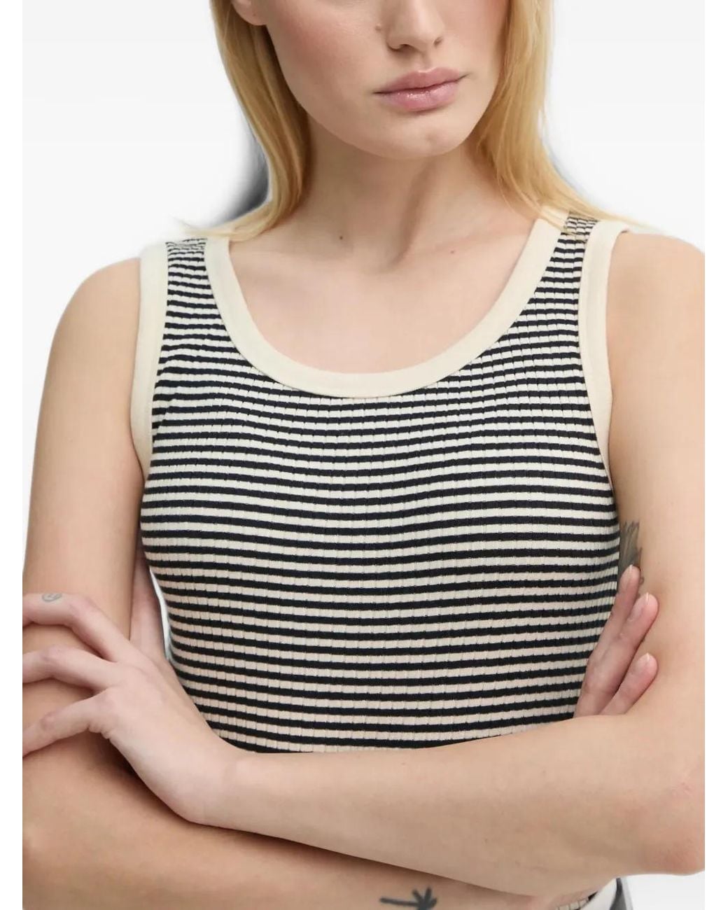 Marc O' Polo Gray Striped Knitted Top