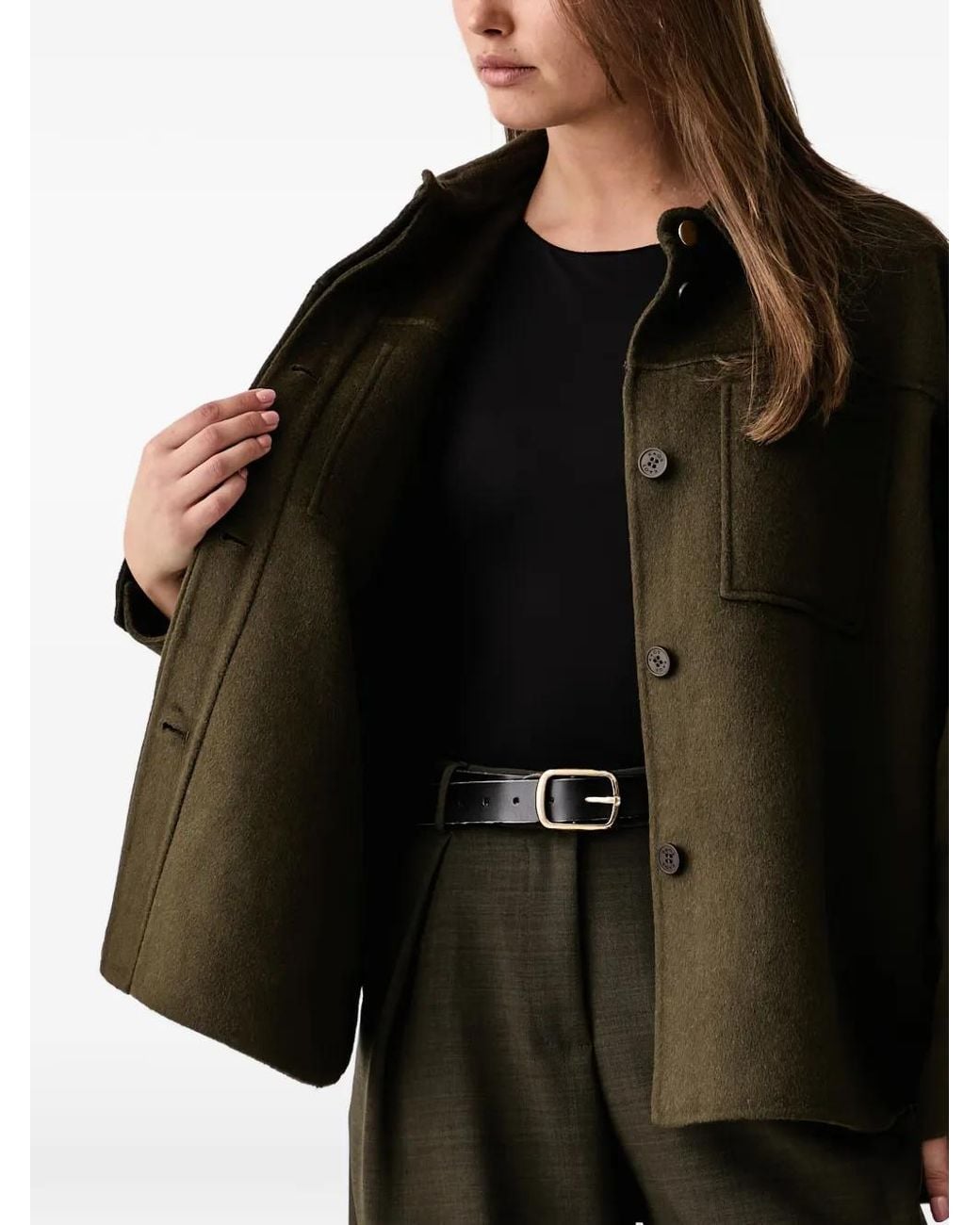 Kaos Black Patch-Pocket Oversized Jacket