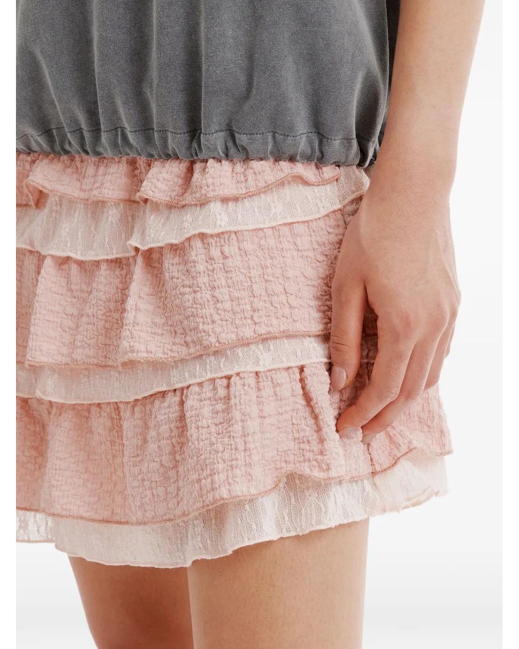 B+ AB Pink Ruffled A-Line Mini Skirt