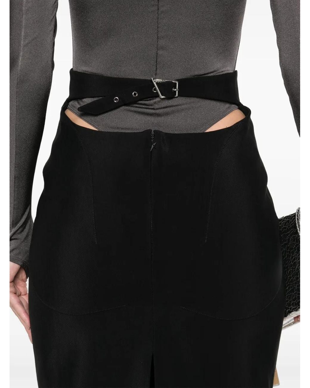 Mugler Black Pencil Midi Skirt