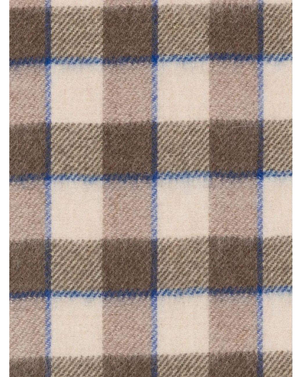 A.P.C. White Check-Pattern Fringed Scarf