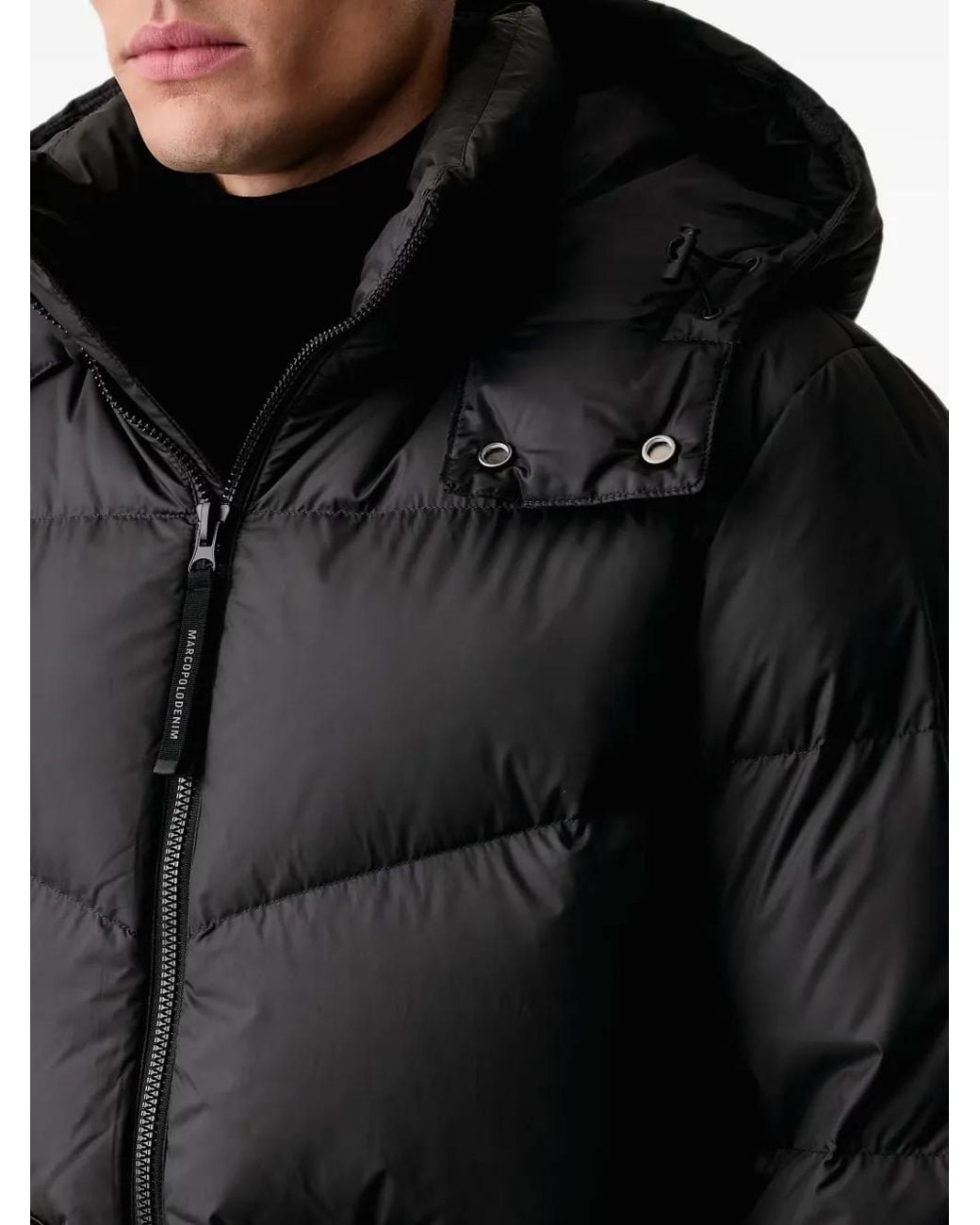 Marc O' Polo Black Quilted Hooded Jacket for men