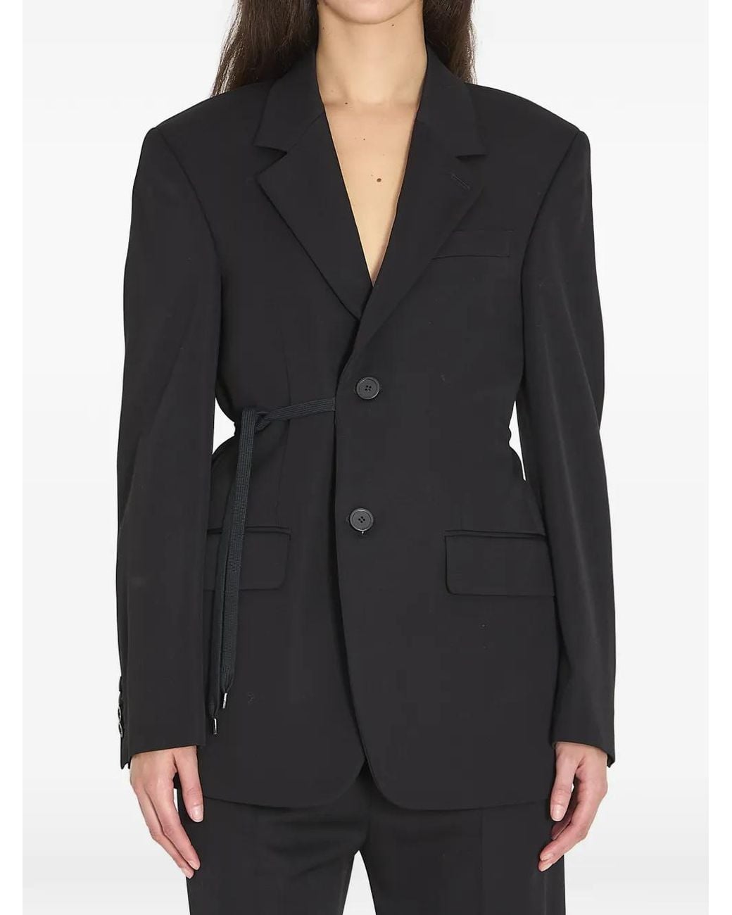 Balenciaga Black Wool Wrap Tailored Jacket