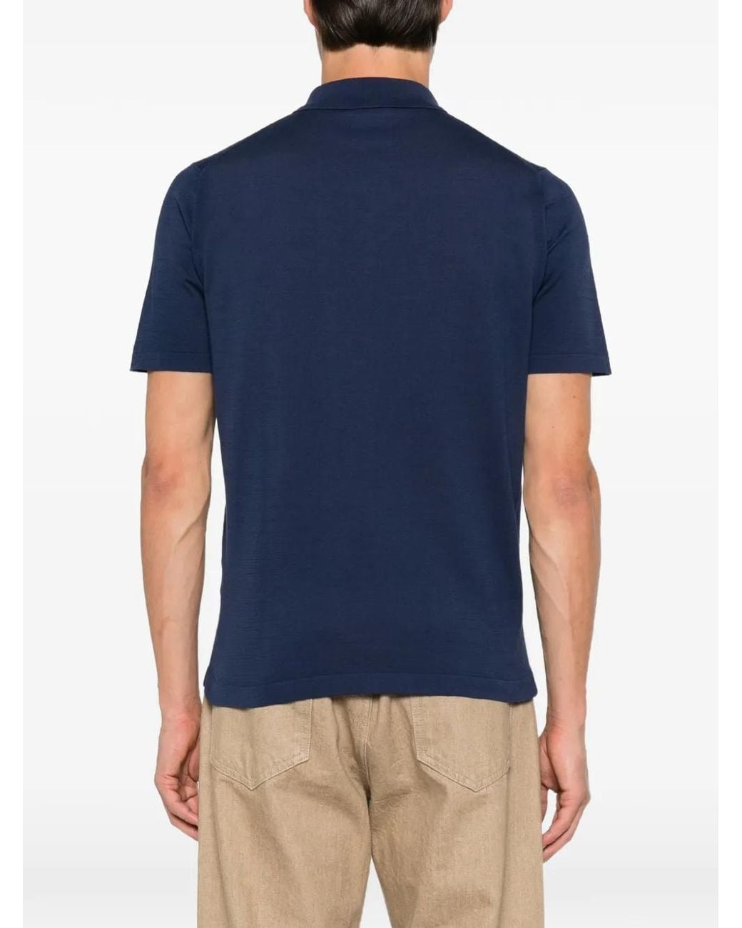 Cesare Attolini Blue Short-Sleeve Polo Shirt for men