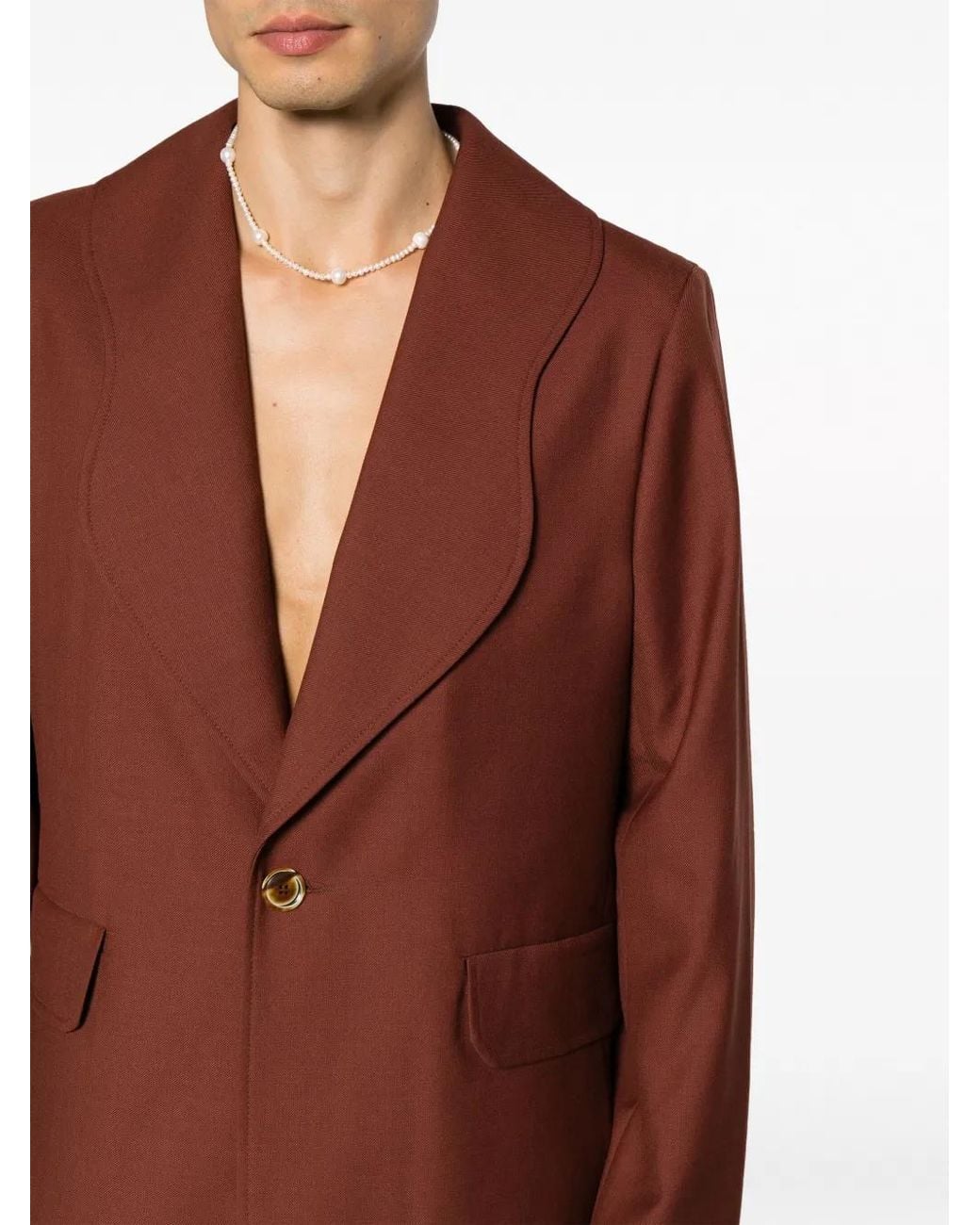 Séfr Red Blazer À Revers Festonnés for men
