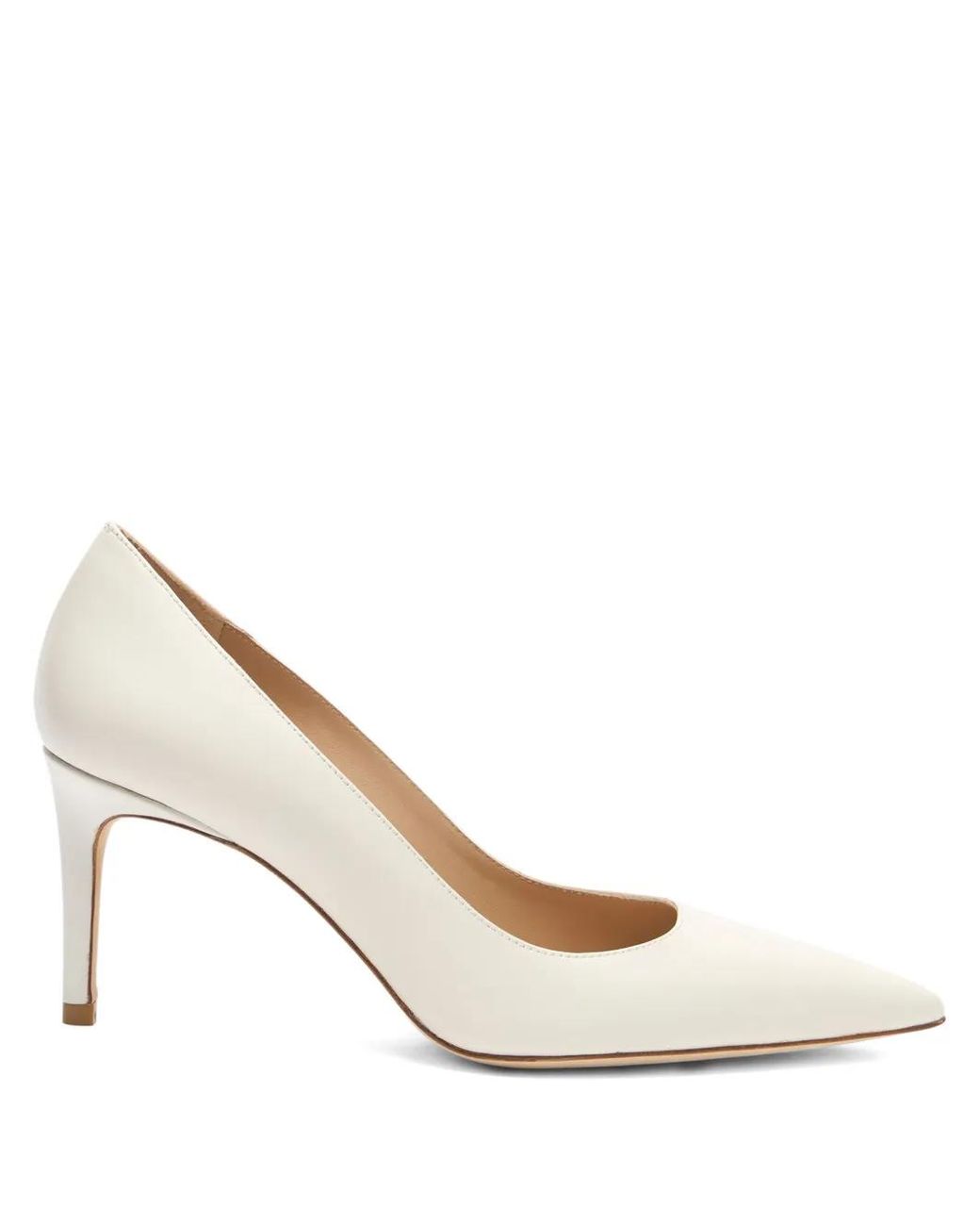 Stuart Weitzman White 75Mm Stuart Power Pointed-Toe Leather Pumps