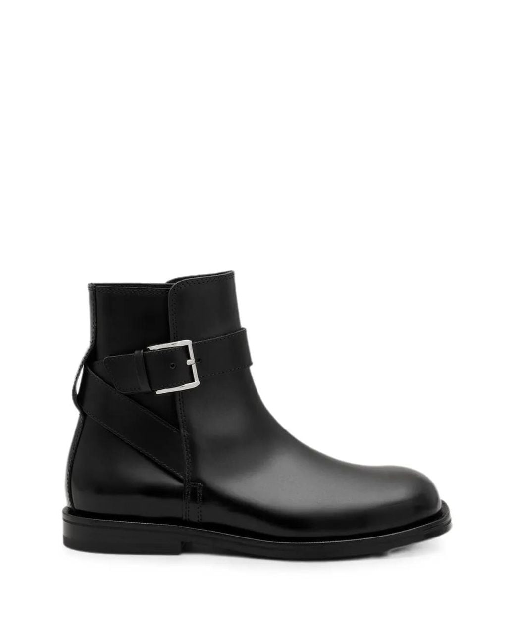 AMI Black Buckle Cow Leather Boots