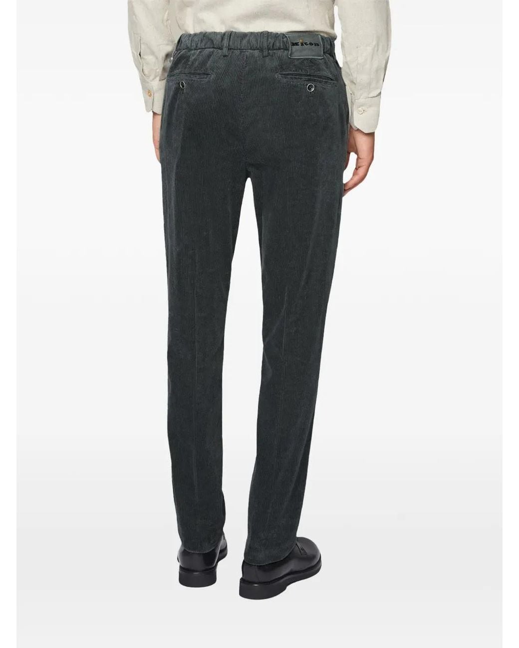 Kiton Blue Corduroy Straight Trousers for men