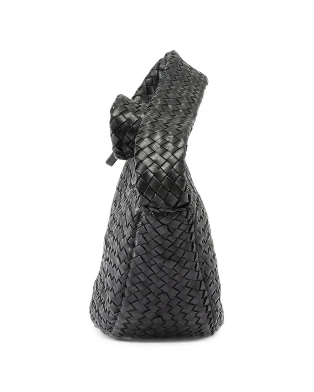 Officine Creative Black Woven Leather Shoulder Bag