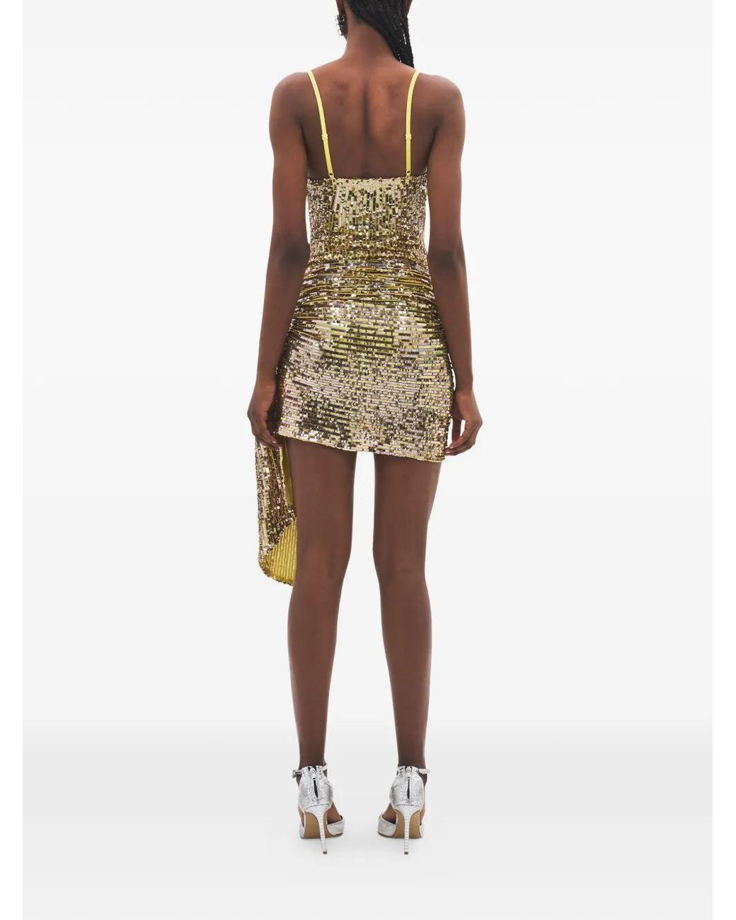 Area Green Sequin-Embellished Wrapped Dress