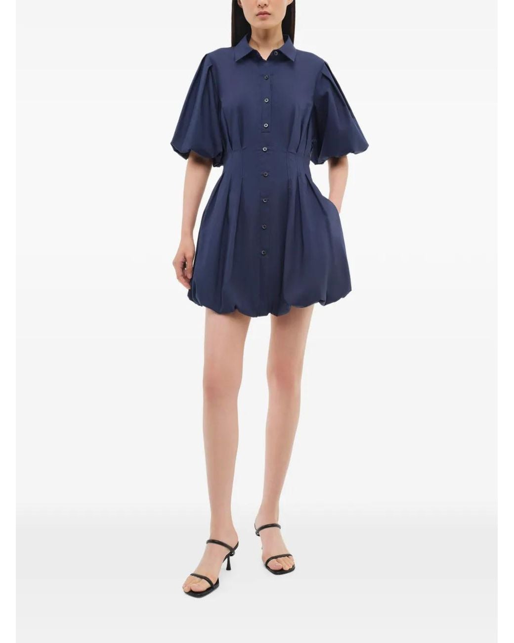 Jonathan Simkhai Cleo Balloon-Sleeve Mini Dress in Blue | Lyst