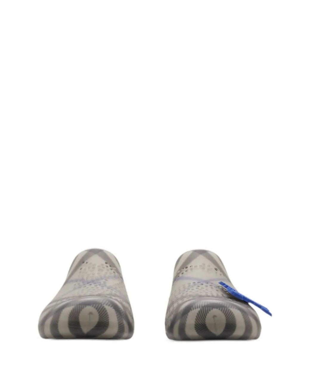Burberry White Stingray Checked-Lining Slippers