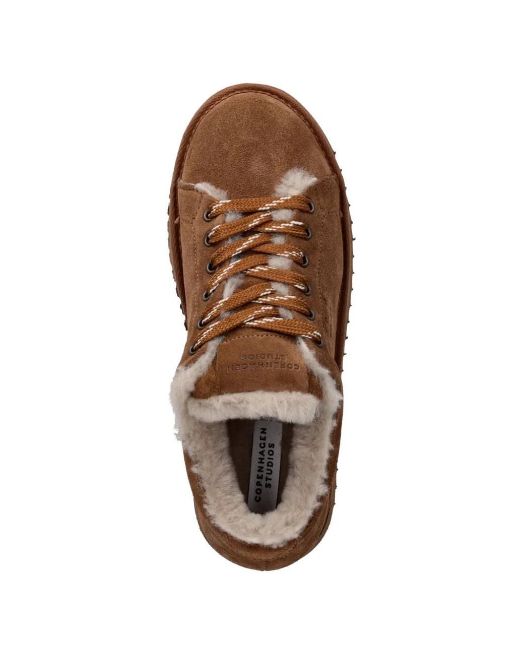 COPENHAGEN Brown Shearling-Lined Platform Sneakers