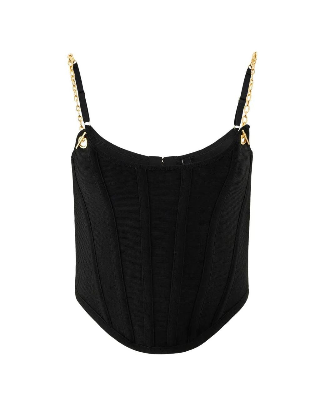 Guess Black Aisha Chain-Link Strap Bustier Top