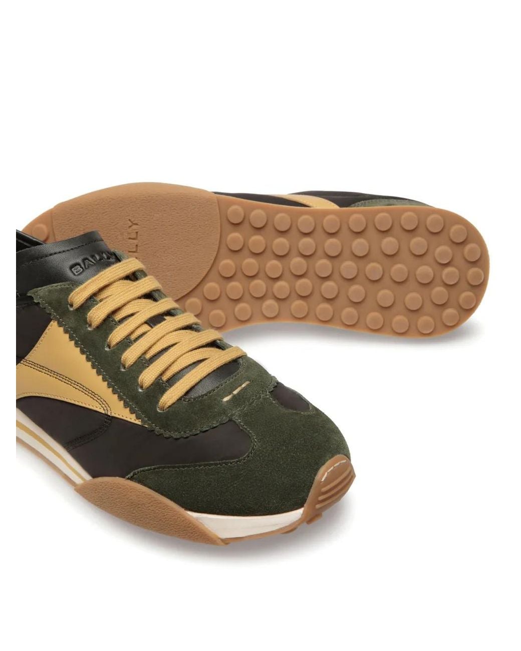 Bally Green Sonney Panelled Suede Sneakers for men