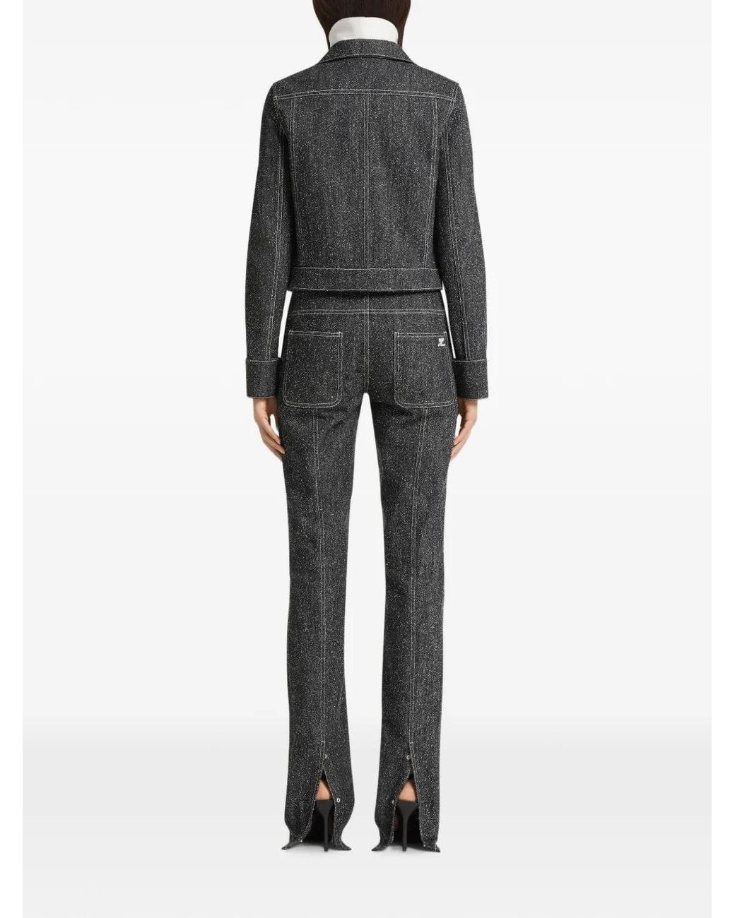 Courreges Black Logo-Patch Denim Jacket