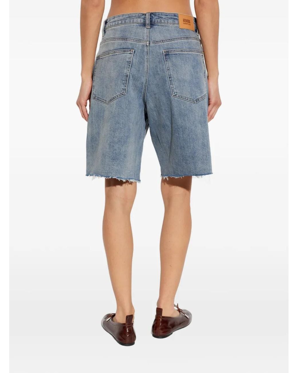 Gestuz Blue Gznoma Raw-Cut Denim Shorts