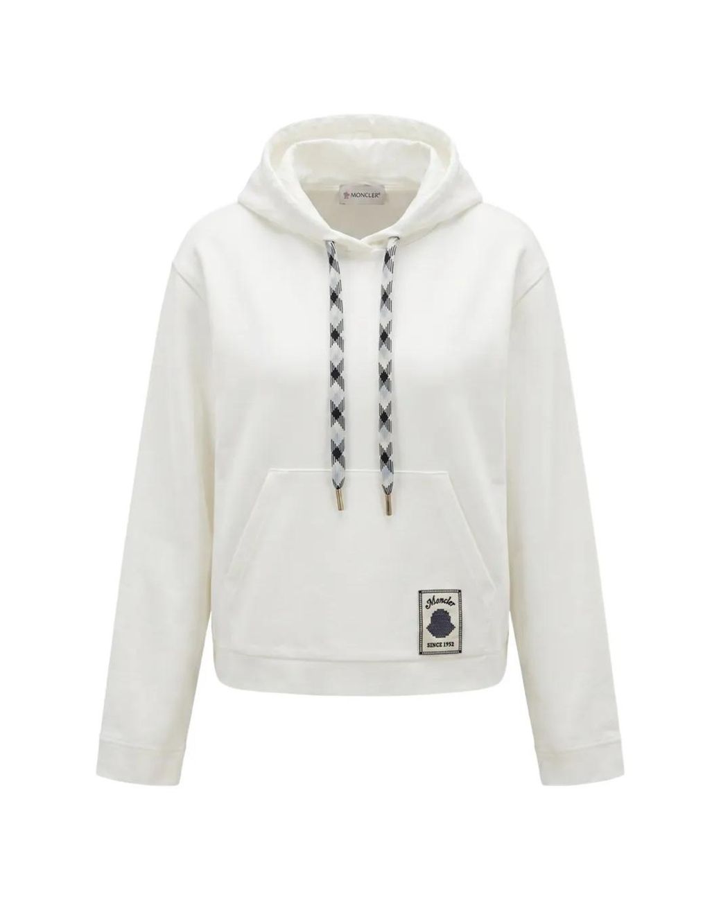 Moncler White Logo-Patch Drawstring Hoodie