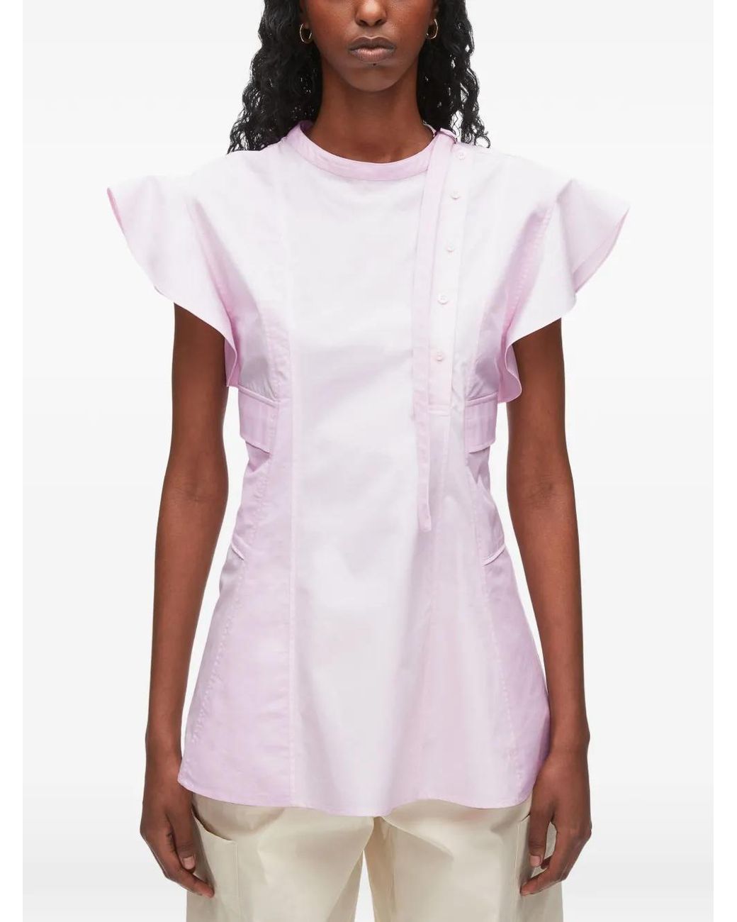 3.1 Phillip Lim Pink Ruffled-Sleeves Blouse