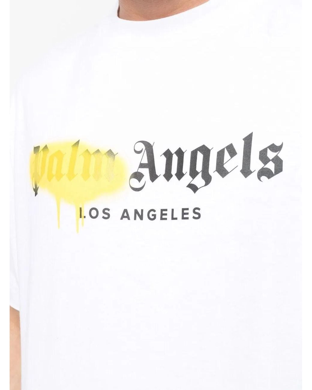 Palm Angels White Los Angeles Sprayed Logo T-Shirt for men
