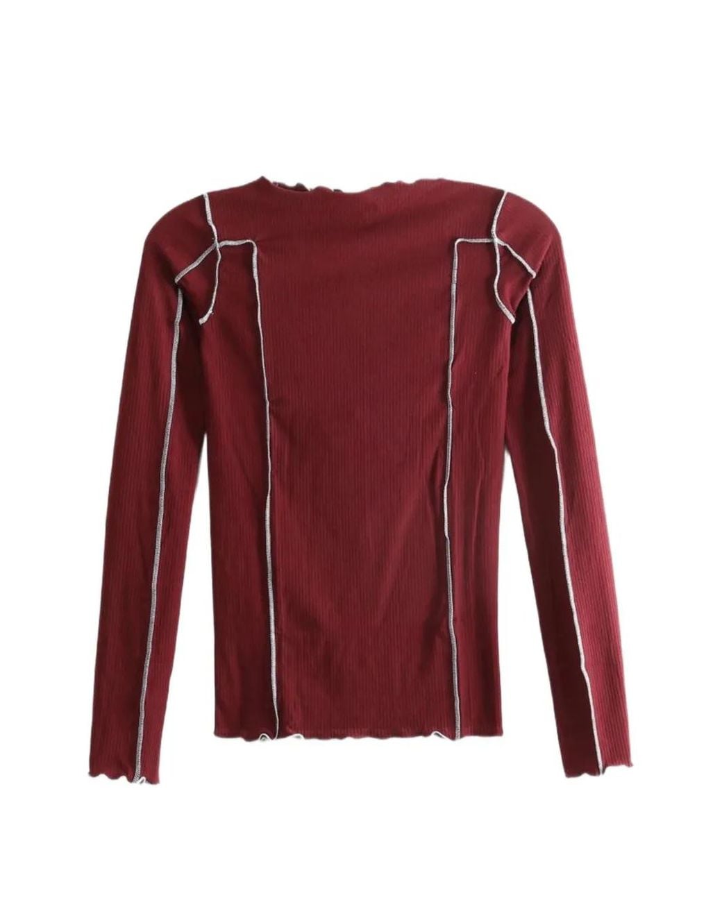 Baserange Red T-Shirt Omato À Coutures Contrastantes