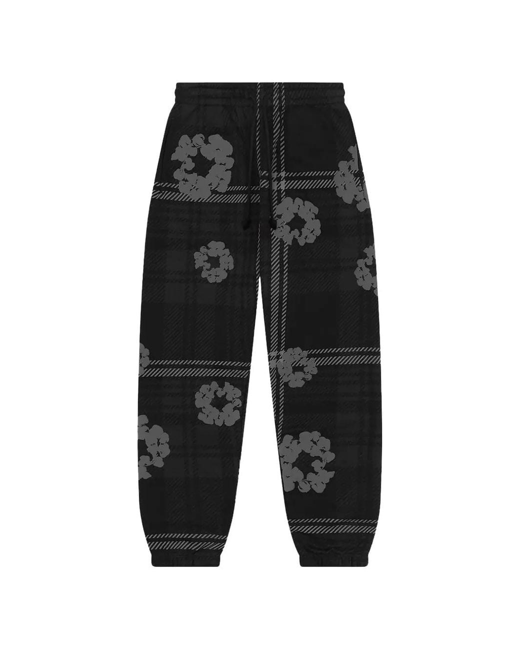DENIM TEARS Black Pantalon De Jogging À Carreaux Et Motif De Couronne Végétale for men