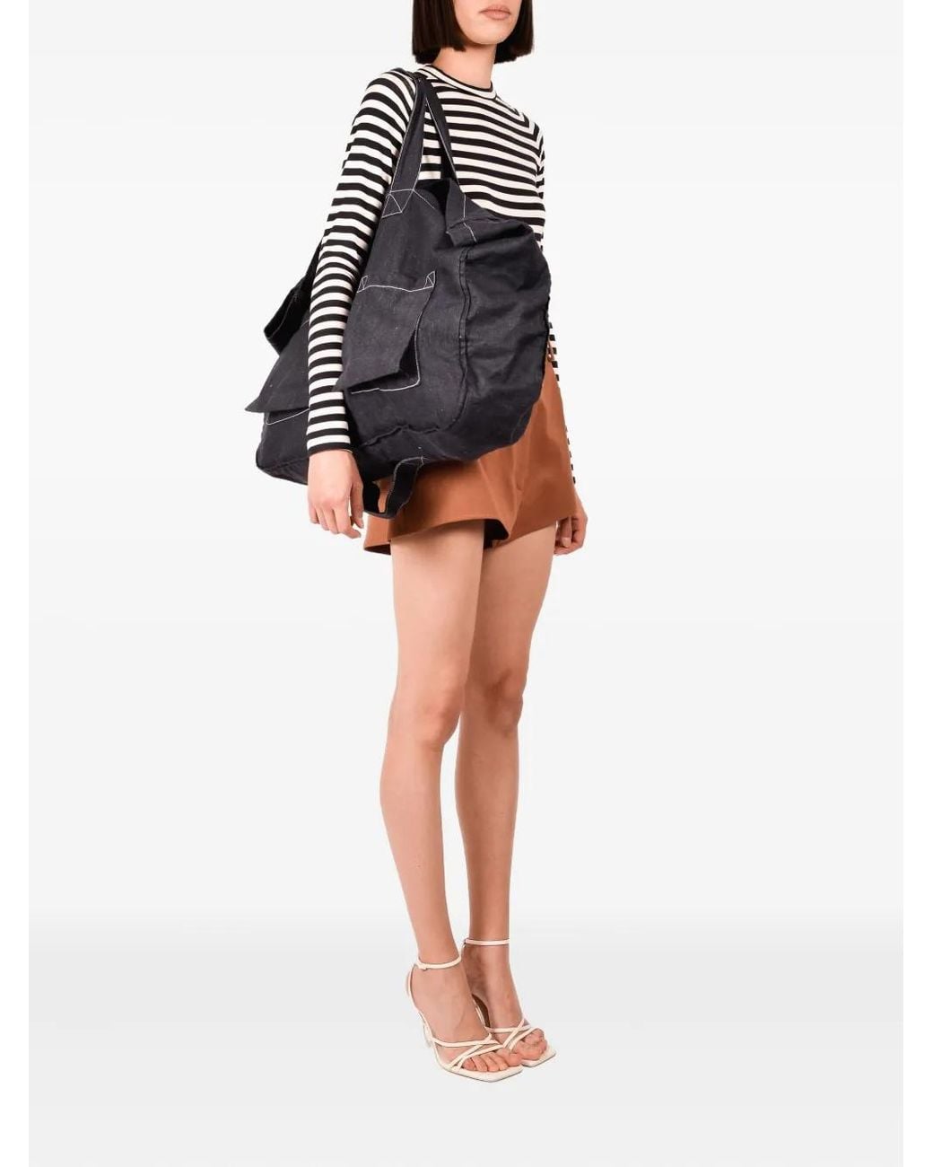 Ioana Ciolacu Black Tote Bag mit Jeanstasche