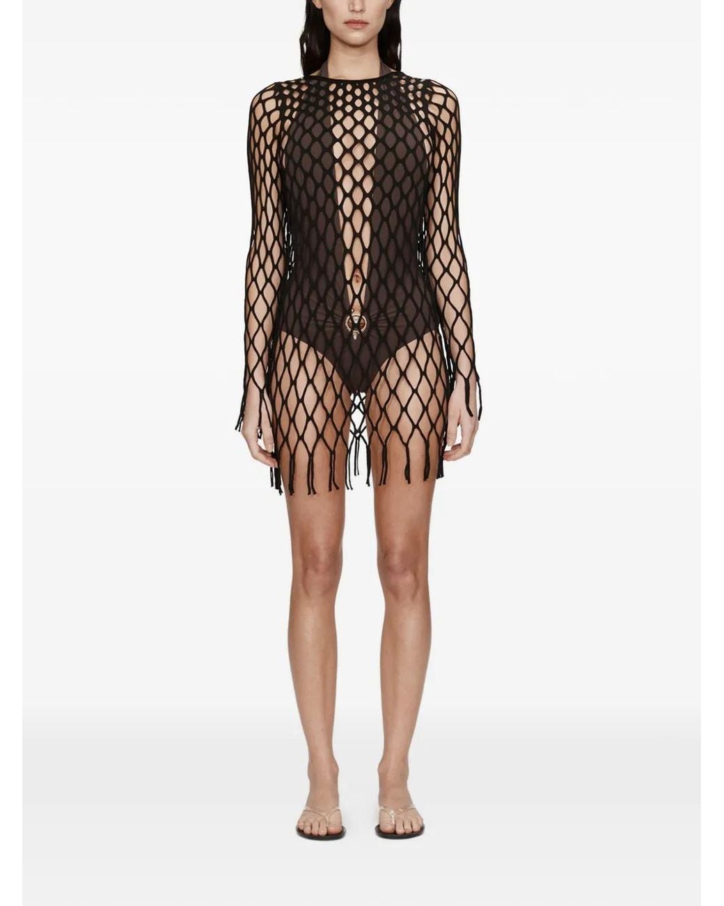 Christopher Esber Brown Knitted Mesh Mini Dress