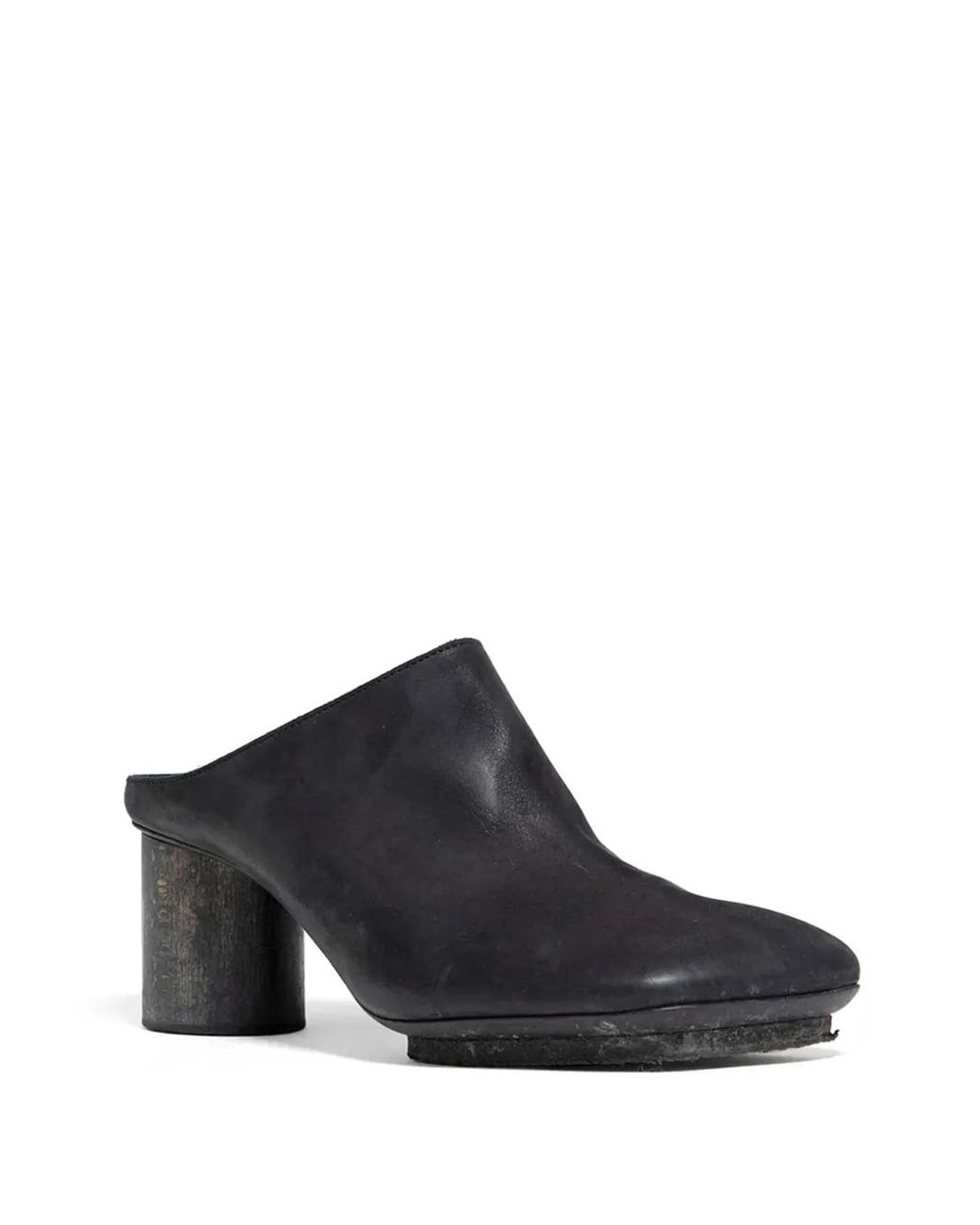 Uma Wang Black Block-Heel Leather Mules