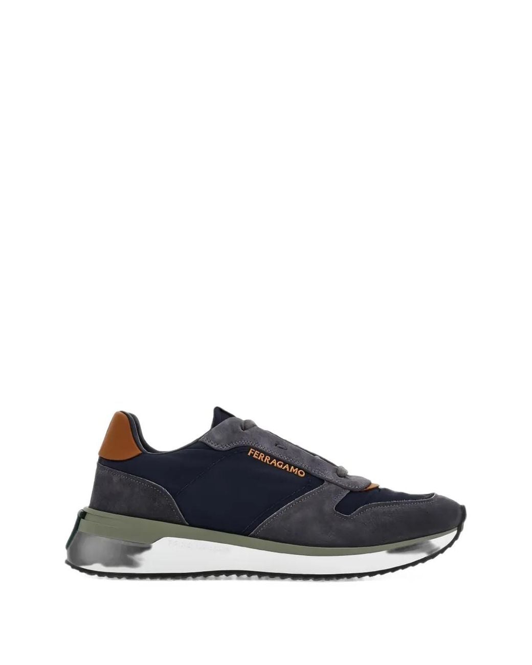 Ferragamo Blue Mixed-Material Sneakers for men