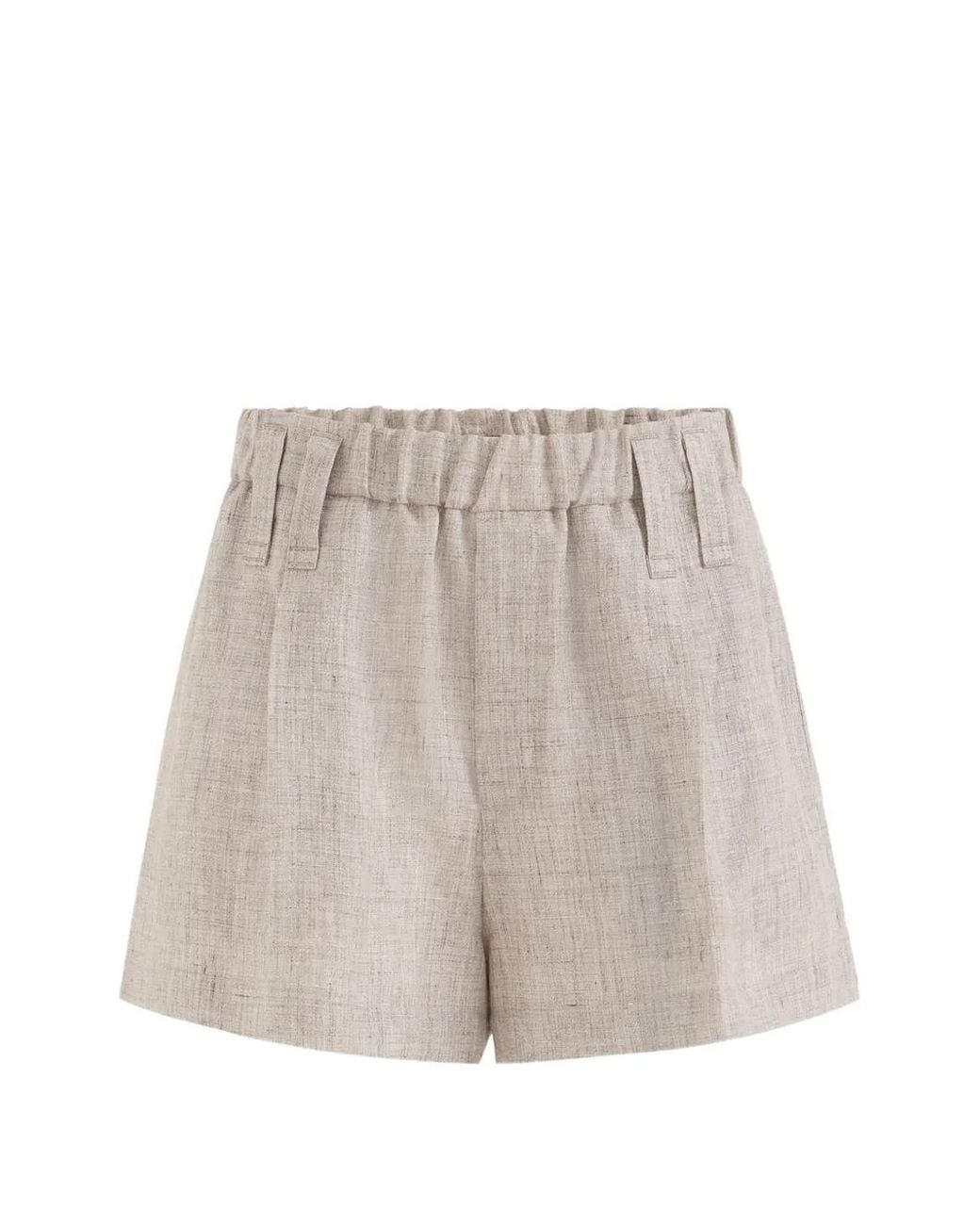 Brunello Cucinelli Natural Elasticated-Waistband Shorts