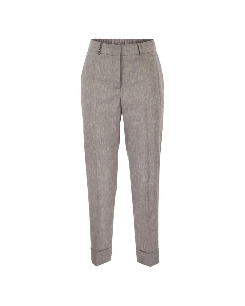 Peserico Gray Belt-Loops Trousers