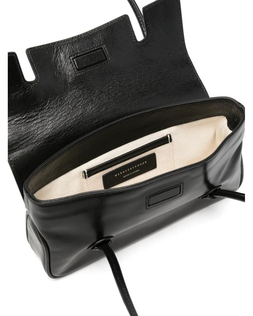 MARGE SHERWOOD Black Foldover-Top Leather Shoulder Bag