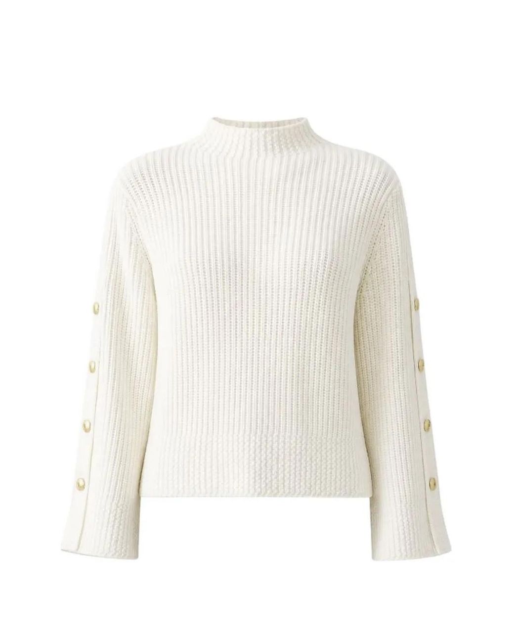 Twinset White Ribbed-Knit Button-Detail Sweater