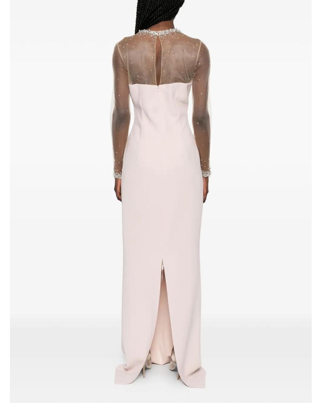 Jean Louis Sabaji Pink Crystal-Embellished Crepe Dress