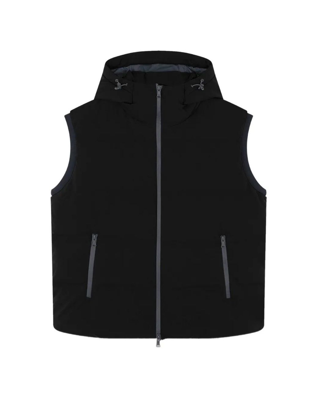 Paul & Shark Black Typhoon Platinum Padded Concealed Hood Vest for men