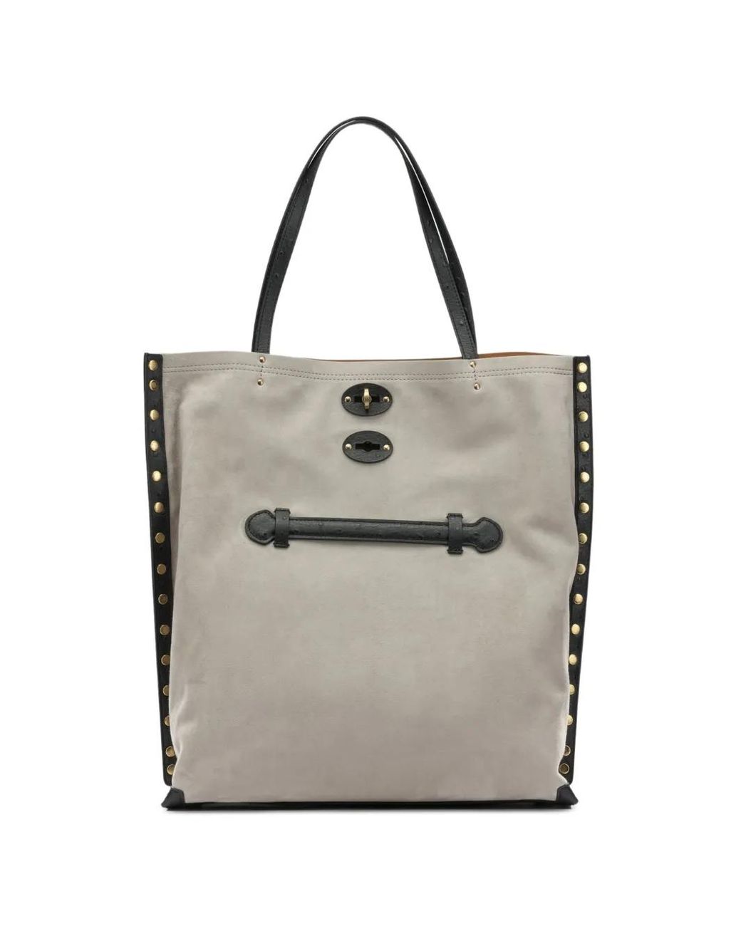 Zanellato Gray Medium A'Spasso Stud-Embellished Suede Tote Bag