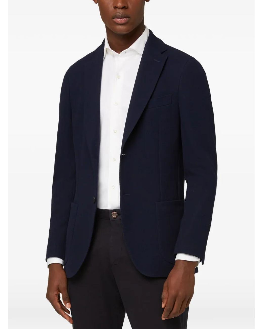 Boggi Blue Buttoned Long-Sleeve Blazer for men