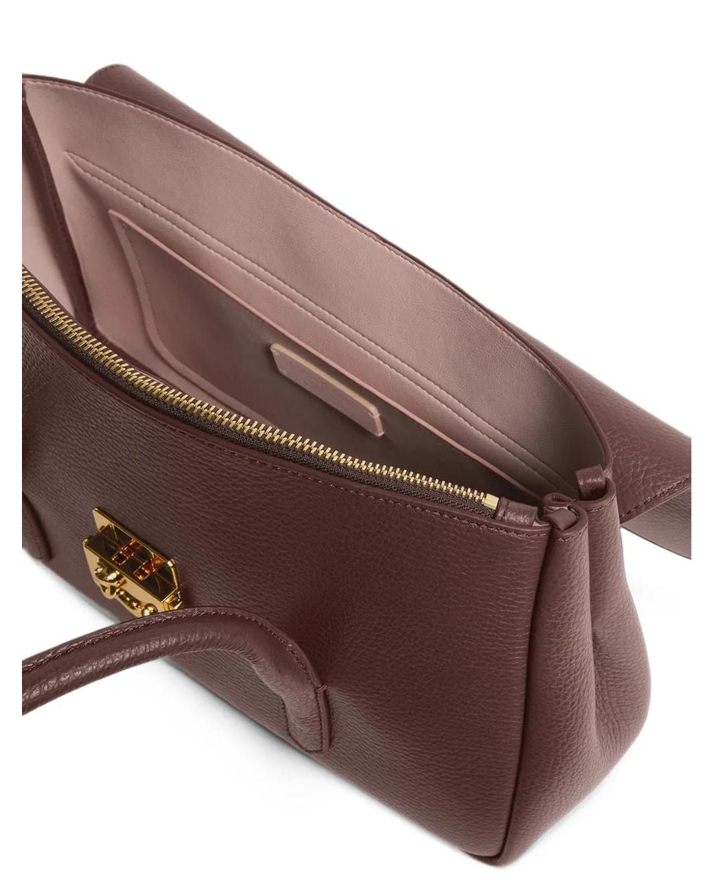 Coccinelle Brown Large Logo-Plaque Pebbled Shoulder Bag