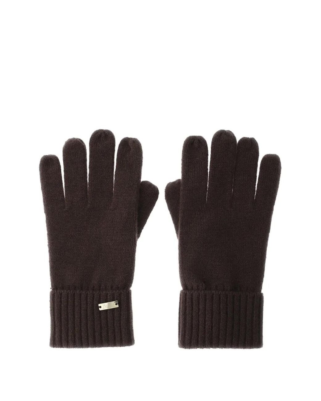 Herno Black Stocking-Stitch Cashmere Gloves