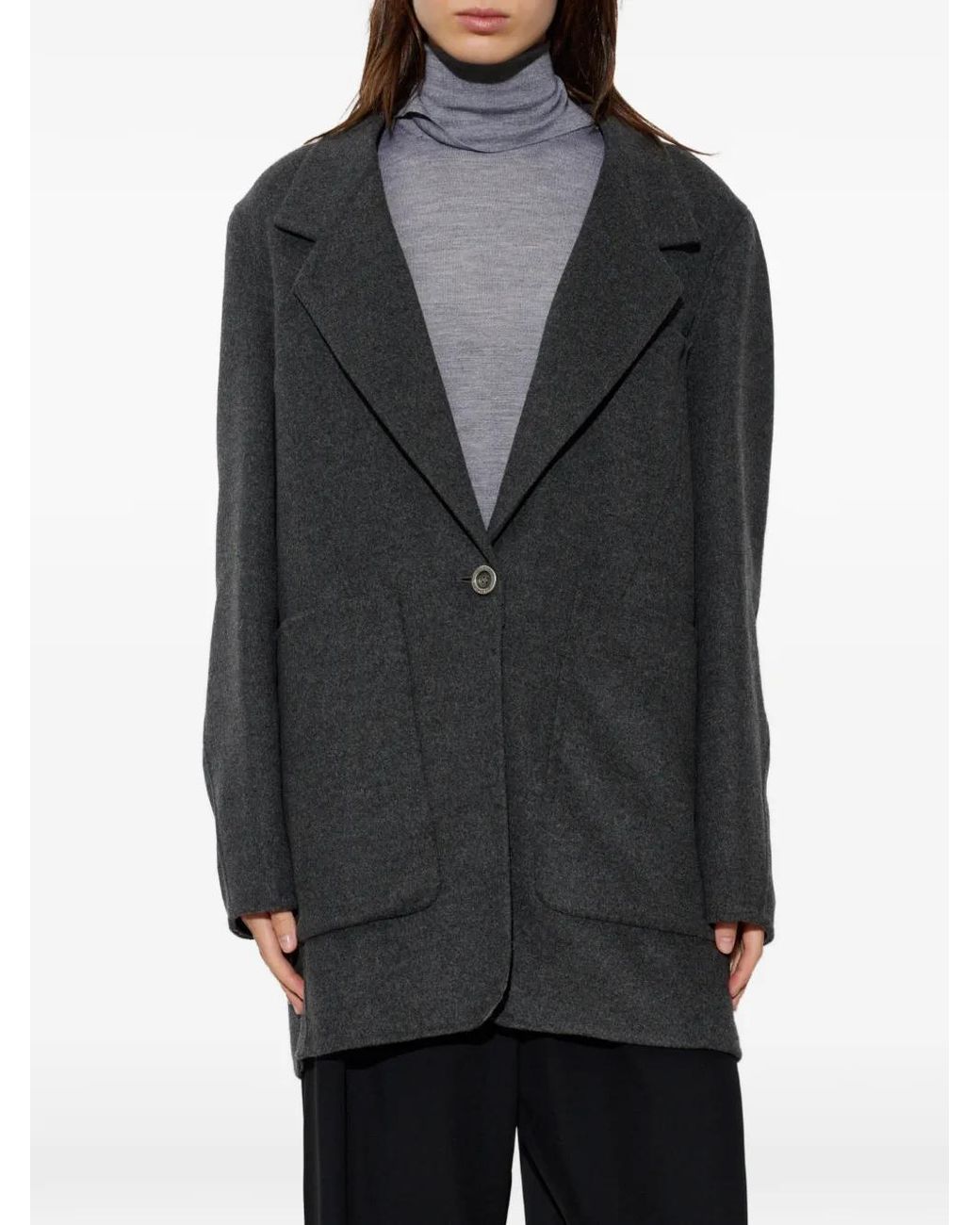 Givenchy Gray Single-Breasted Patch-Pocket Coat