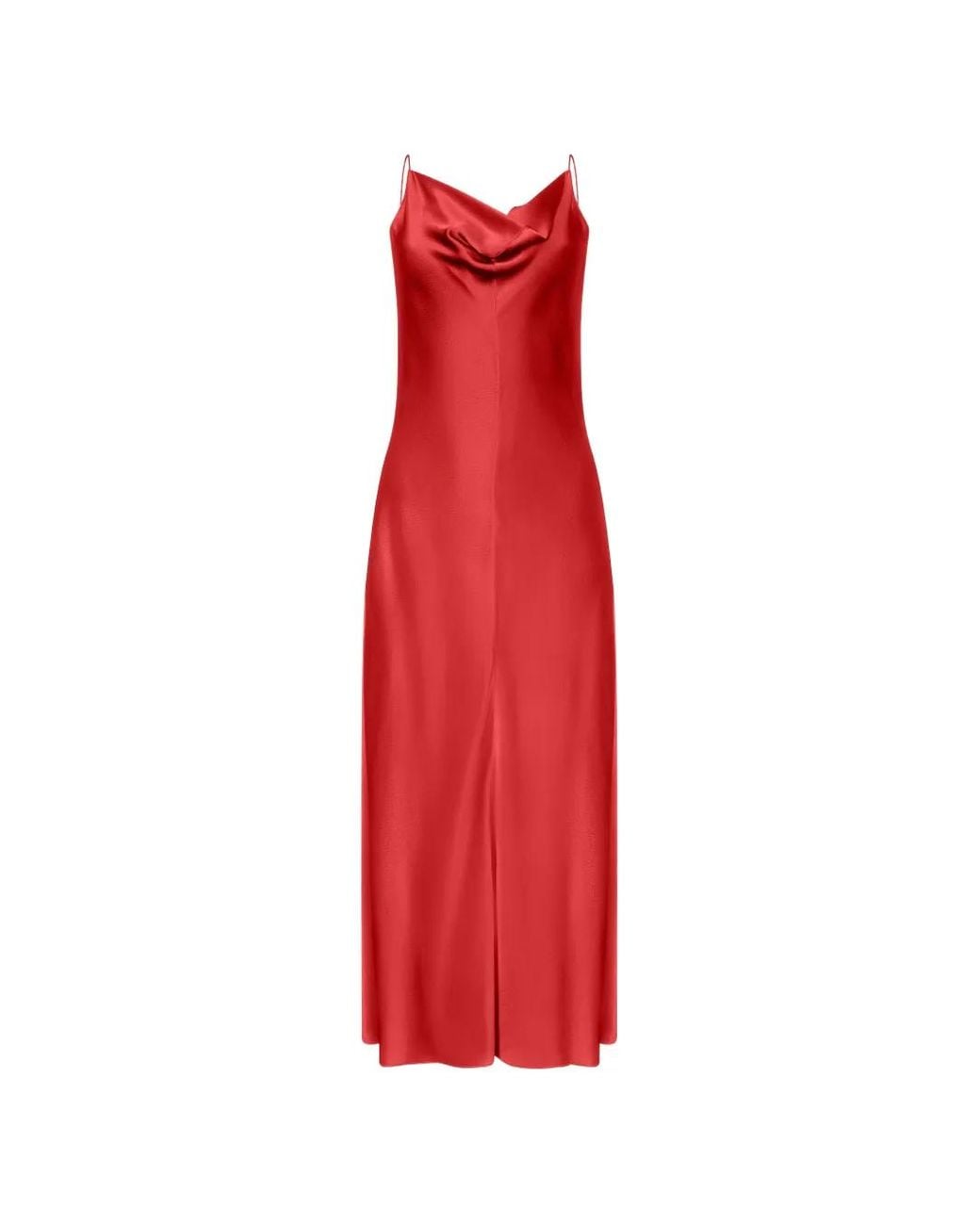 FFORME Red Emi Cowl-Neck Satin Maxi Dress