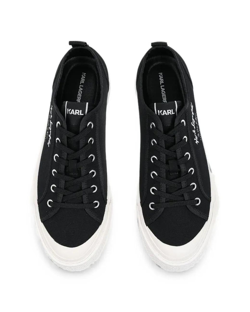 Karl Lagerfeld White Logo-Embroidered Platform Sneakers