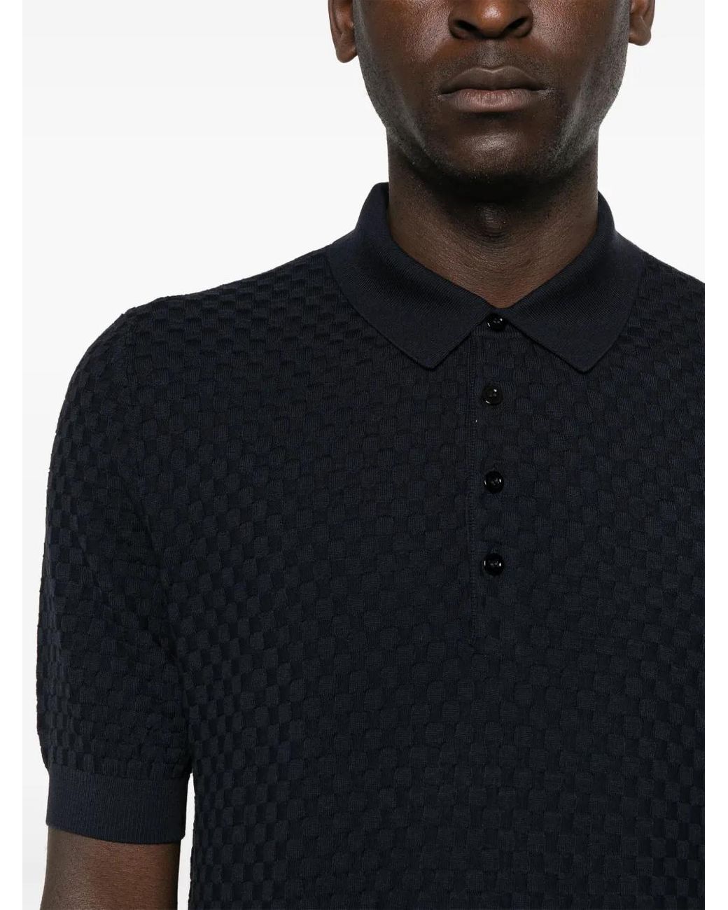 GOES BOTANICAL Black Interlock Merino Wool Polo Shirt for men