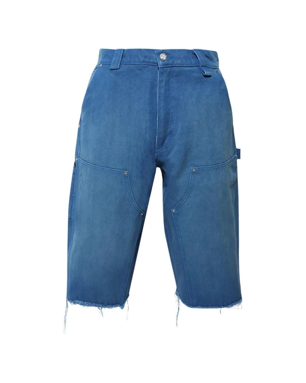 Willy Chavarria Blue Workwear Frayed-Hem Shorts for men