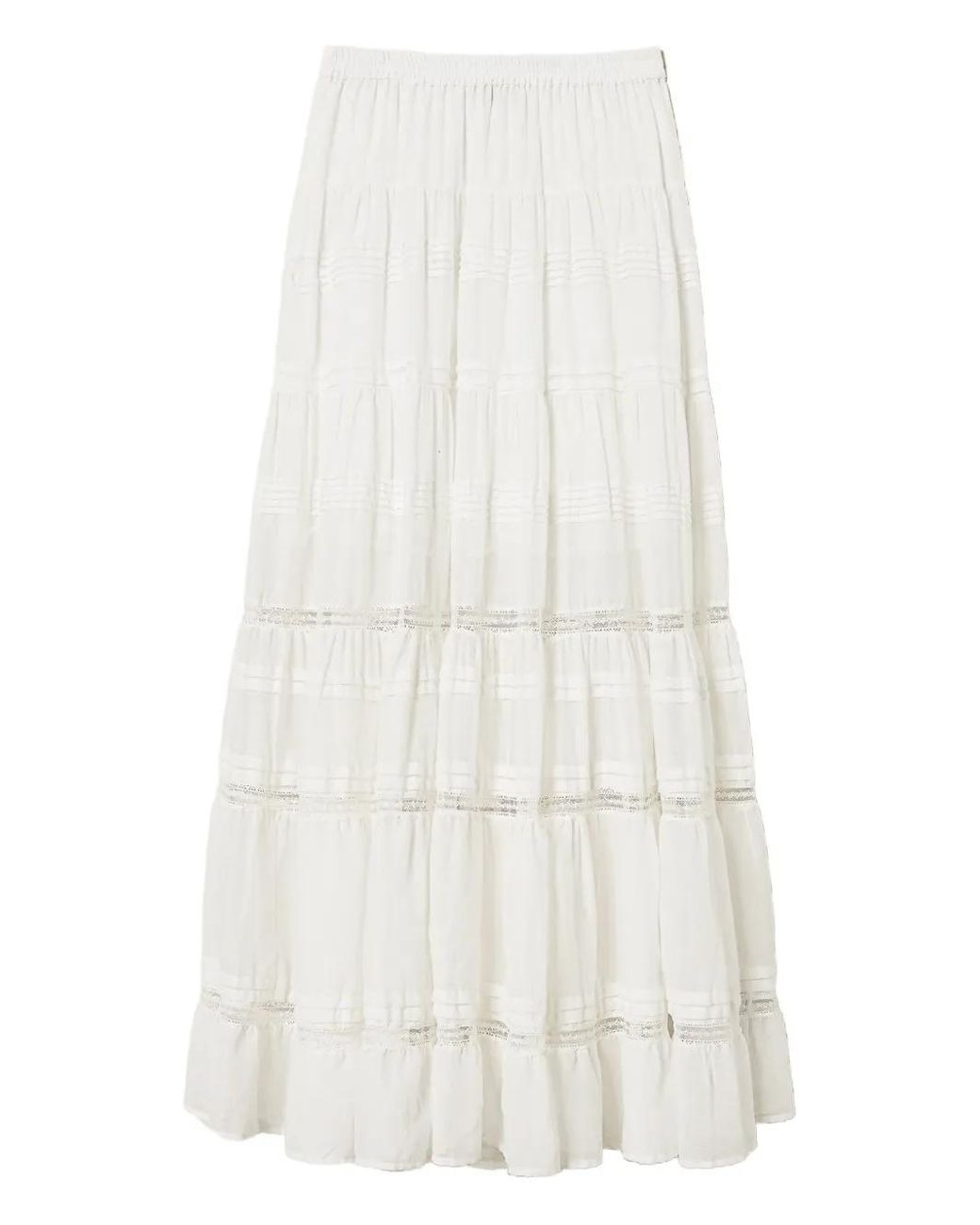Twinset White Tiered Maxi Skirt